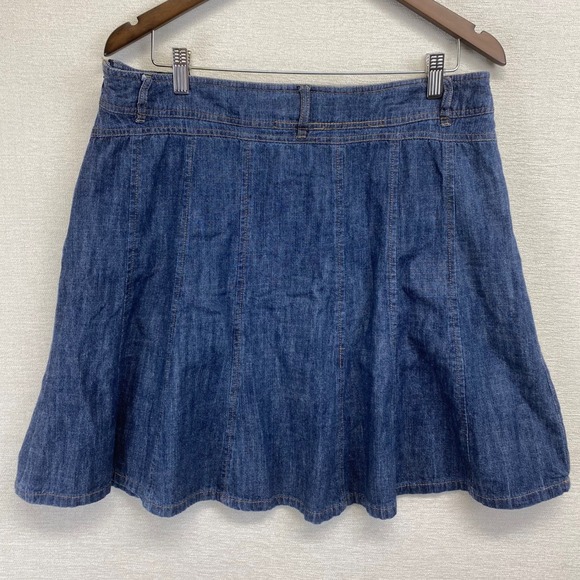 Vintage KHAKIS Women's Denim A-Line Skirt Blue Size 12 Pockets Zip Closure 90's - Picture 3 of 9